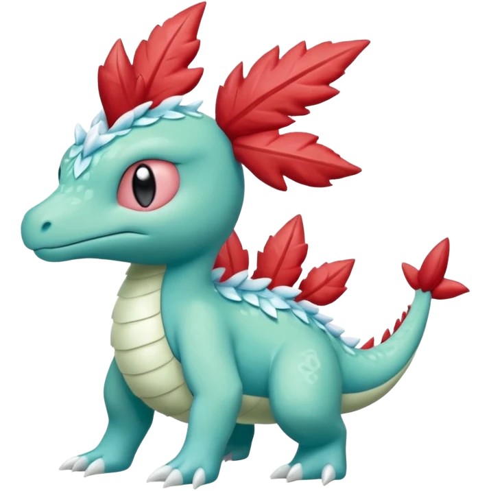 Icy Snowy frost flaky Shaymin-Salamence-Grovyle-creature (full body) emoji