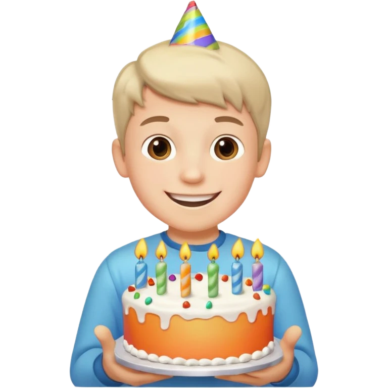 boy with birthday cake emoji