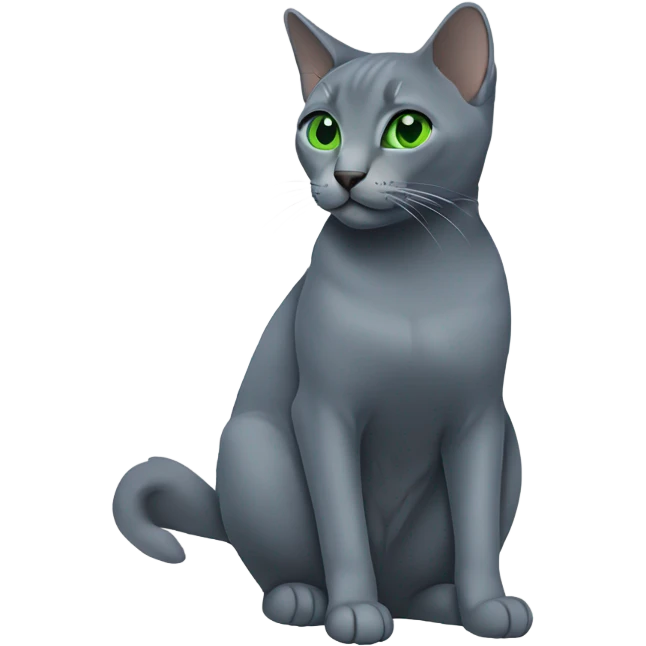 Russian blue with green eyes side profile full body seeing left side emoji