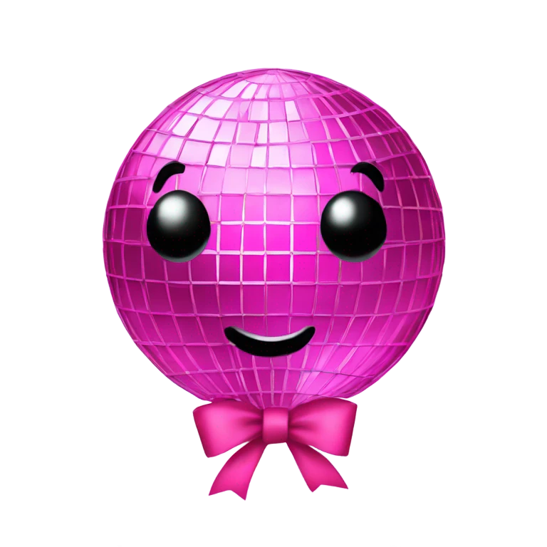 Pink disco ball with pink bow emoji