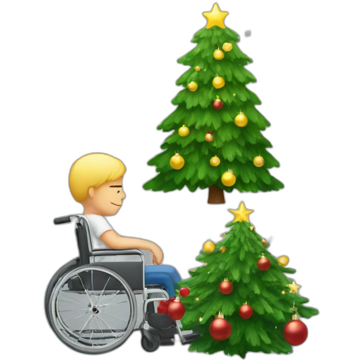 Disabled-person-next-to-christmas-tree emoji