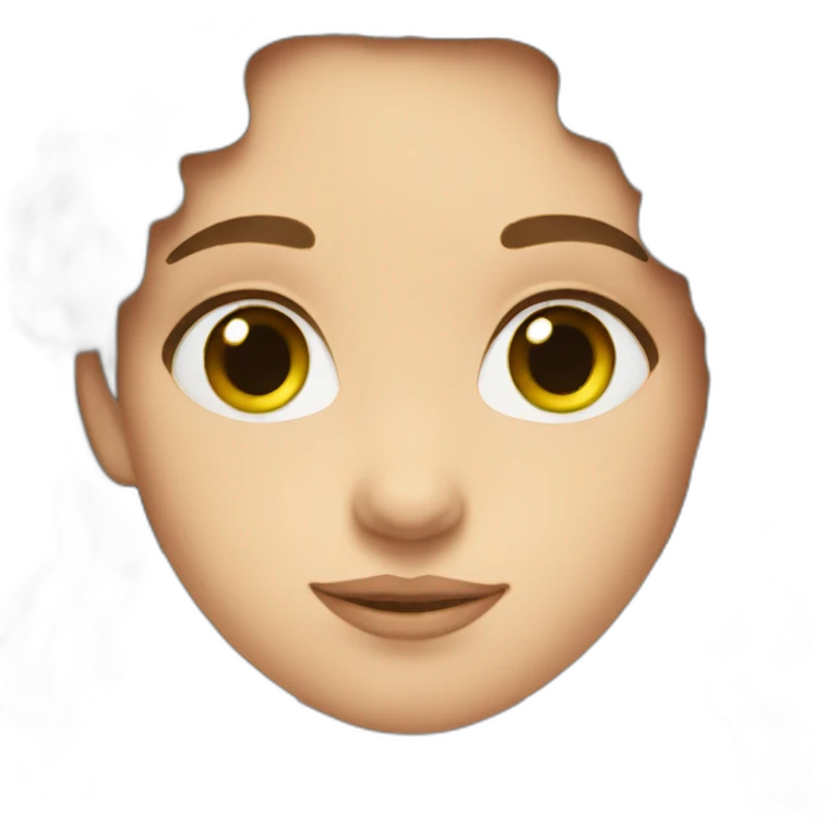 Girl with brown hair and green eyes in love emoji