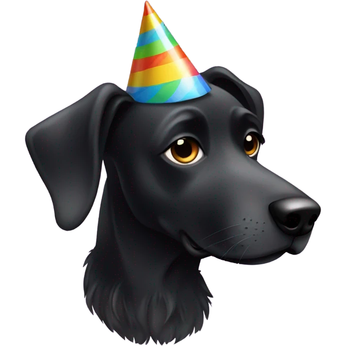 Black dog in a birthday hat emoji