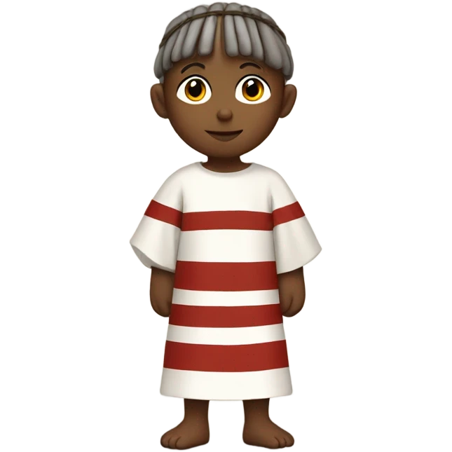 11th century child with tunic with horizontal white and red stripes emoji