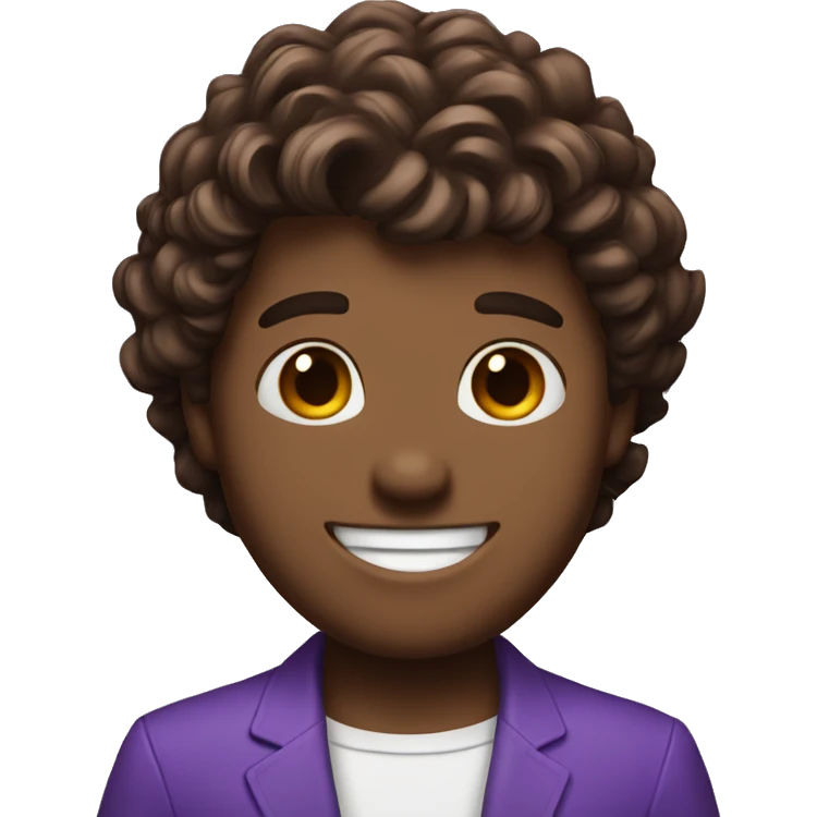 A guy ina  purple sui smiling and brown hair called Dino emoji