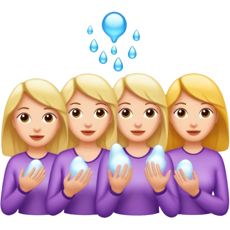 five naked woman covered in cum emoji