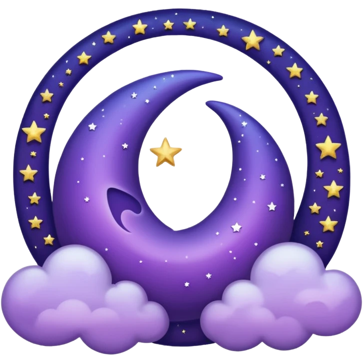 Purple Crescent Moon With Clouds And Stars emoji