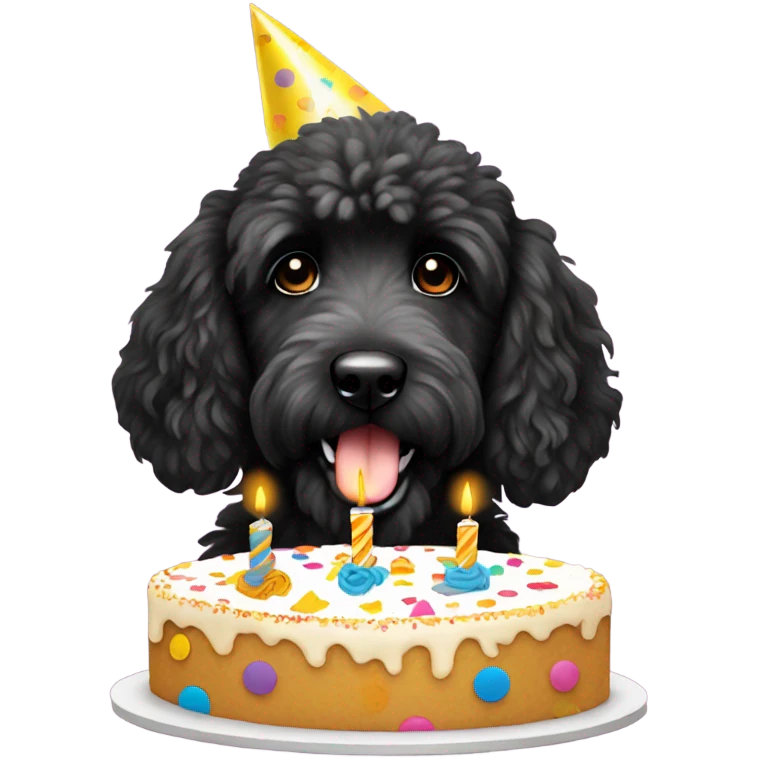Black golden doodle birthday emoji