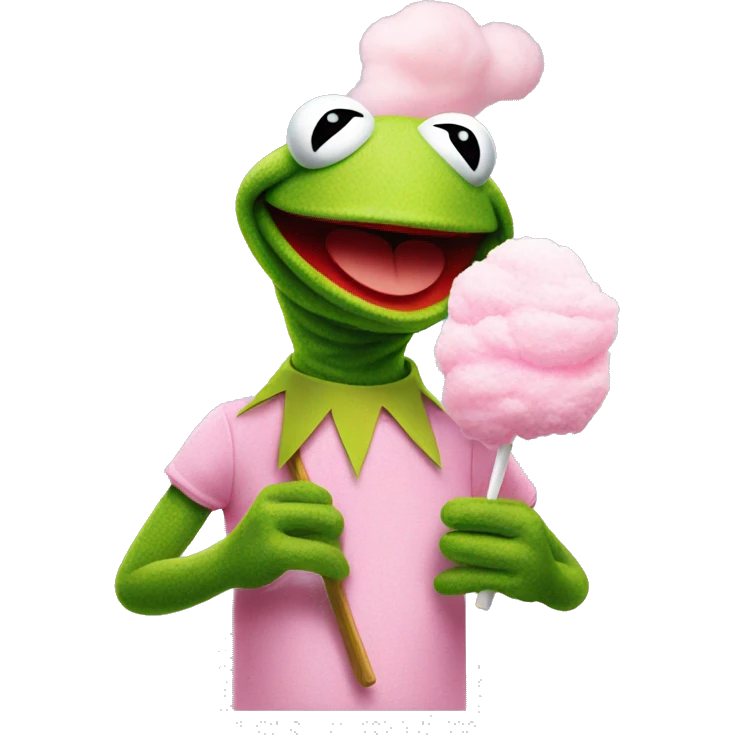 kermit the frog with cotton candy emoji