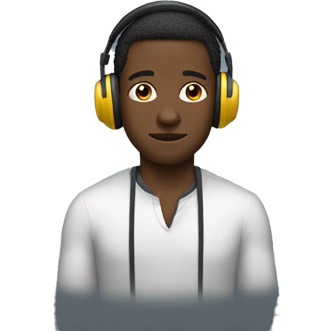 black man with headphones  emoji