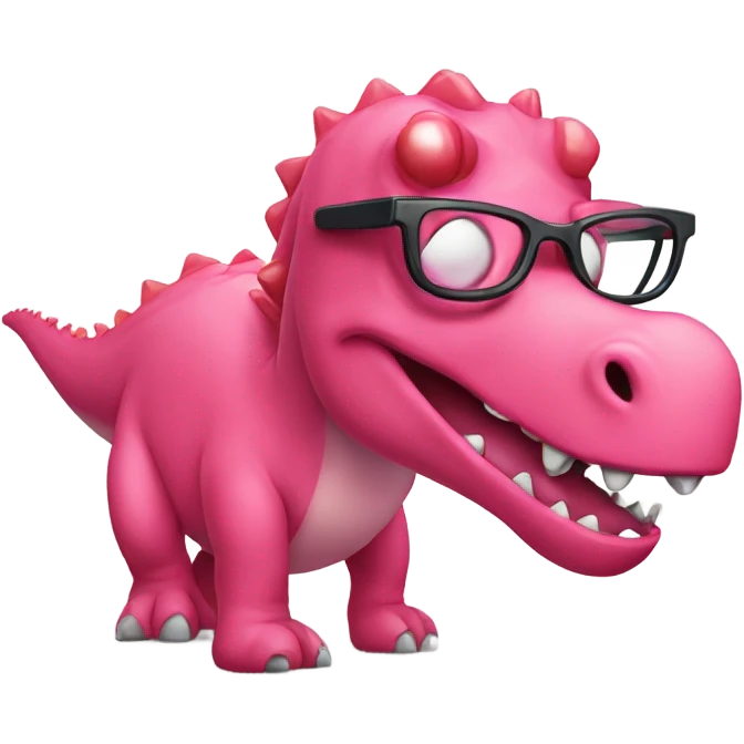 Pink dinosaur with red glasses  emoji