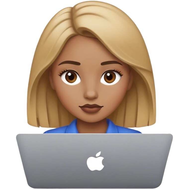 Dark blonde girl working with Mac  emoji