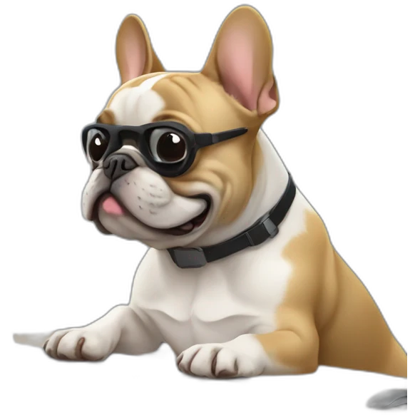 french bulldog working at the computer emoji