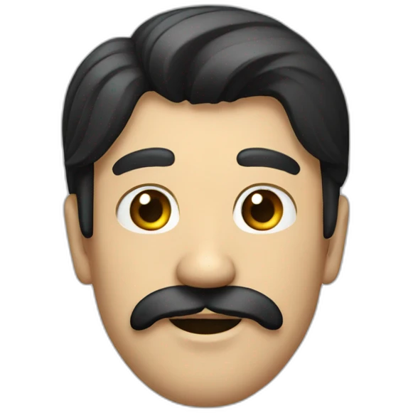 Man with black very long hair mustache emoji