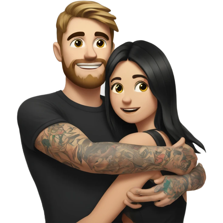 mr beast with tattoos hugging brunette girl emoji