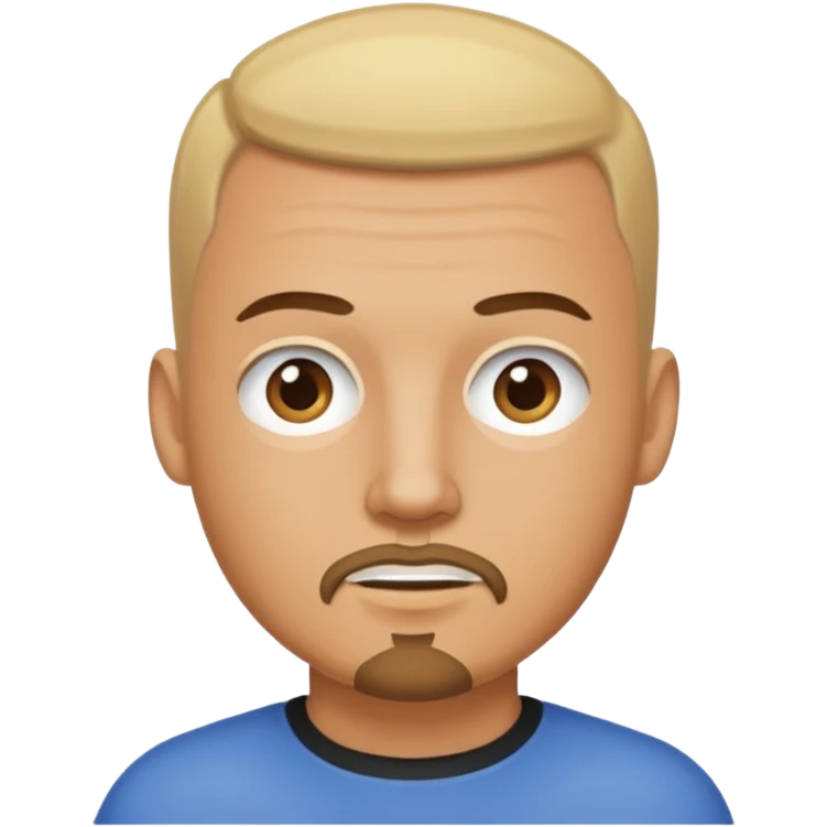 blonde buzz cut on a tan man with a brunette gottee emoji