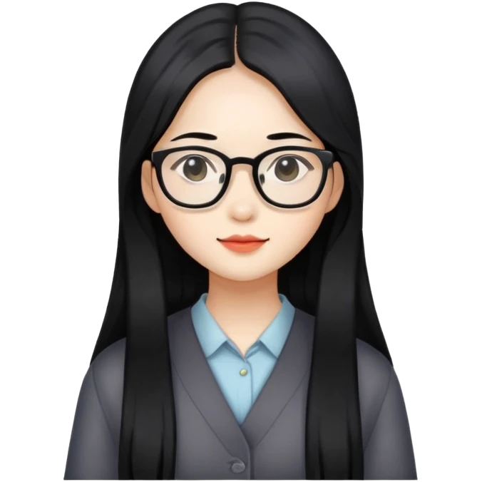 chinese girl with black long hair with glasses emoji