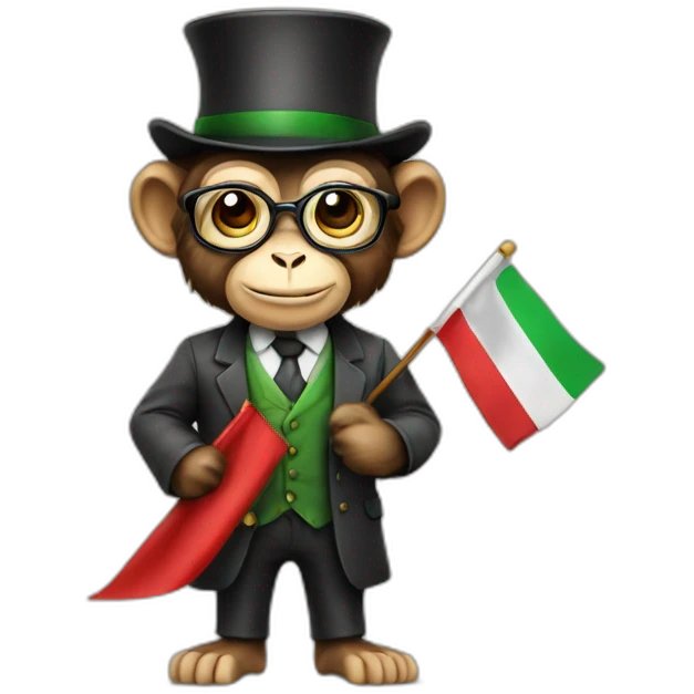 a monkey professor with italian flag emoji