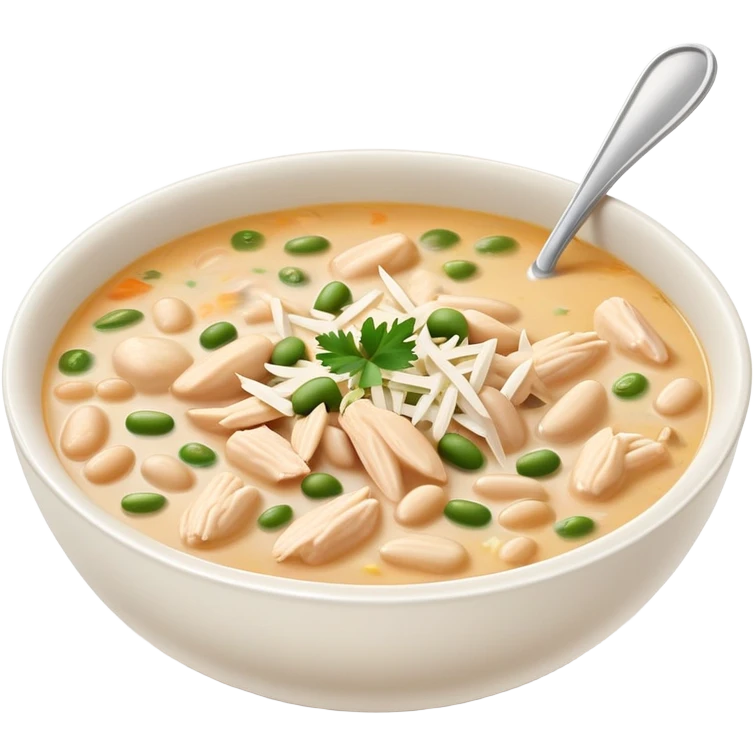 Bowl of white chicken chili soup emoji