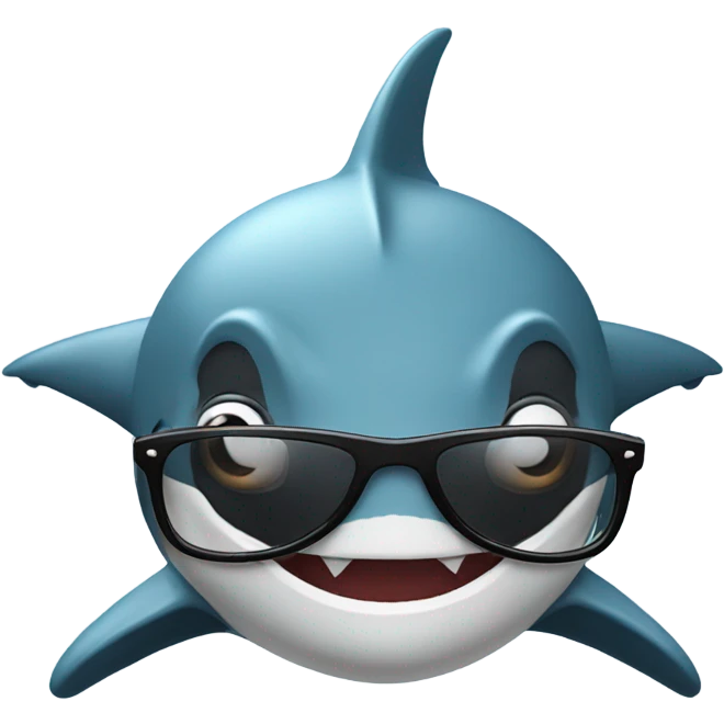 Shark with stylish glasses and a backward hat emoji