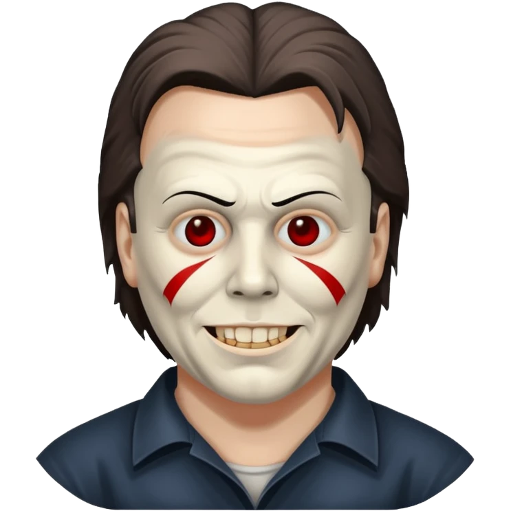 Micheal myers with a grin without red on his face emoji