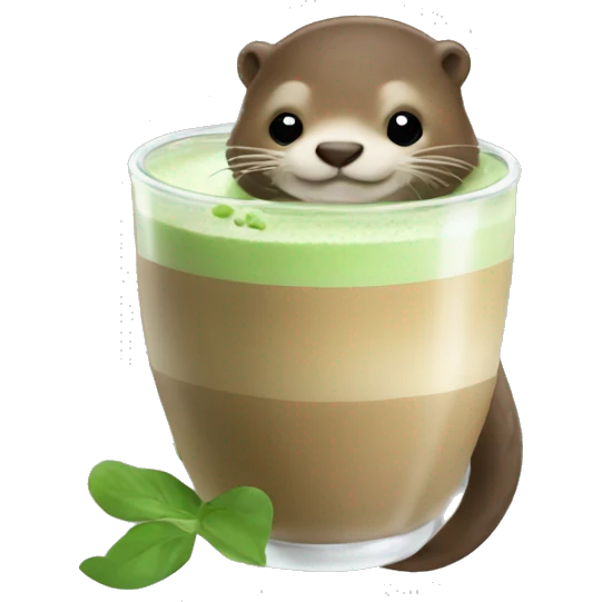Otter drinking Matcha Latte emoji