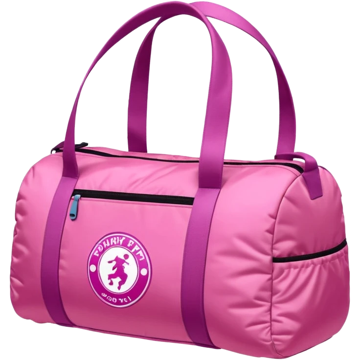 Puffy pink sport bag with logo “Around the world” emoji