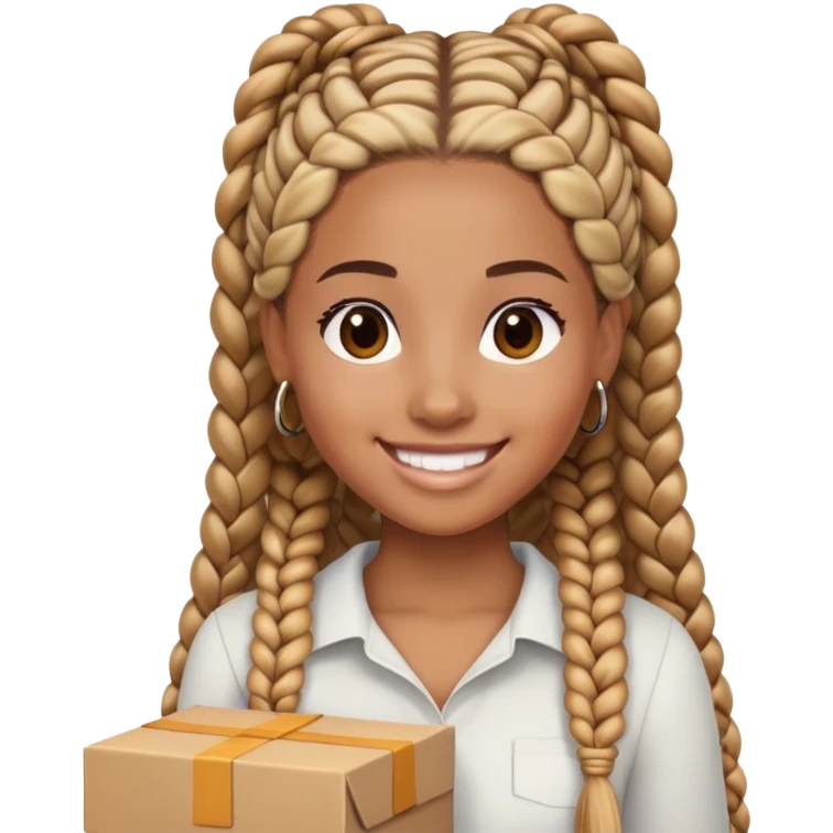 Tan girl with brown and blonde box braids emoji