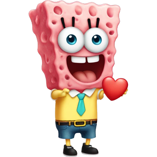 SpongeBob cute with heart in hand emoji