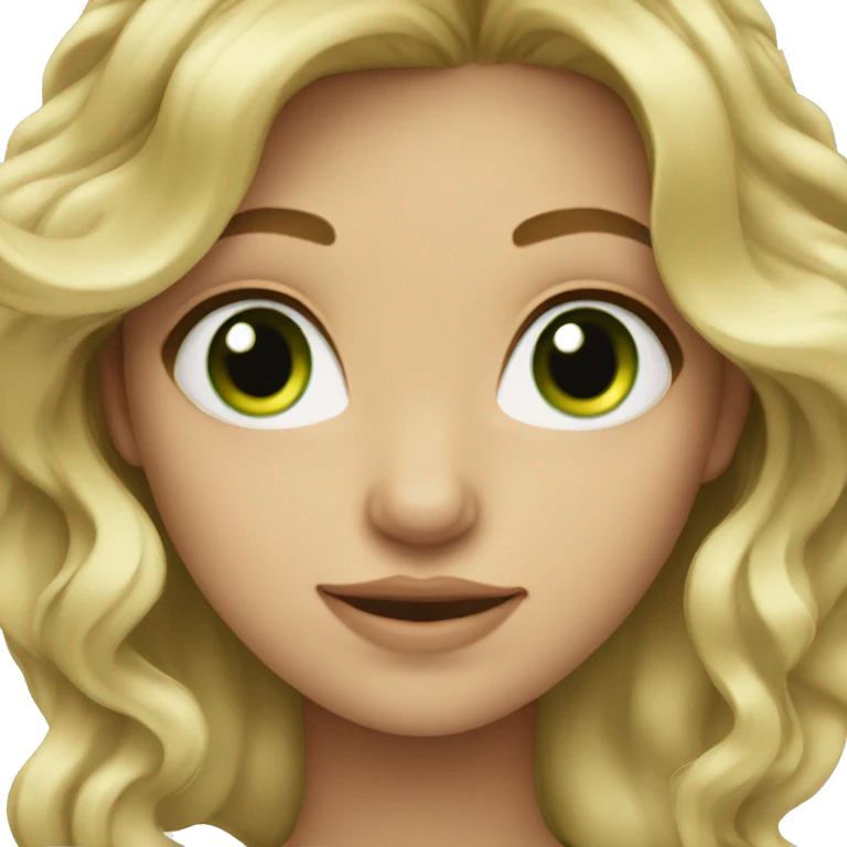 Blonde wavy hair girl with green eyes  emoji
