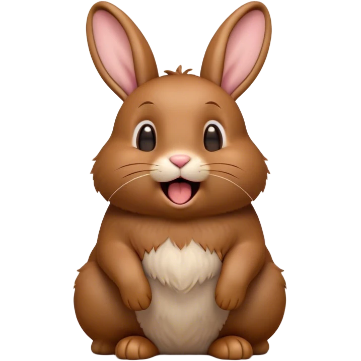 Cinematic Cute Yawning Brown Rabbit Portrait Emoji, Head tilted slightly with a dramatic, wide-open yawn, showcasing a smooth, rich brown fur with floppy ears, round brown eyes barely open in drowsy contentment, Simplified yet irresistibly adorable features, highly detailed, glowing with a soft, cozy glow, high shine, relaxed yet expressive, stylized with a touch of whimsy, bright and endearing, soft glowing outline, capturing the essence of a sleepy yet affectionate bunny, so drowsy it feels like it could stretch out of the screen and curl up for a nap! emoji