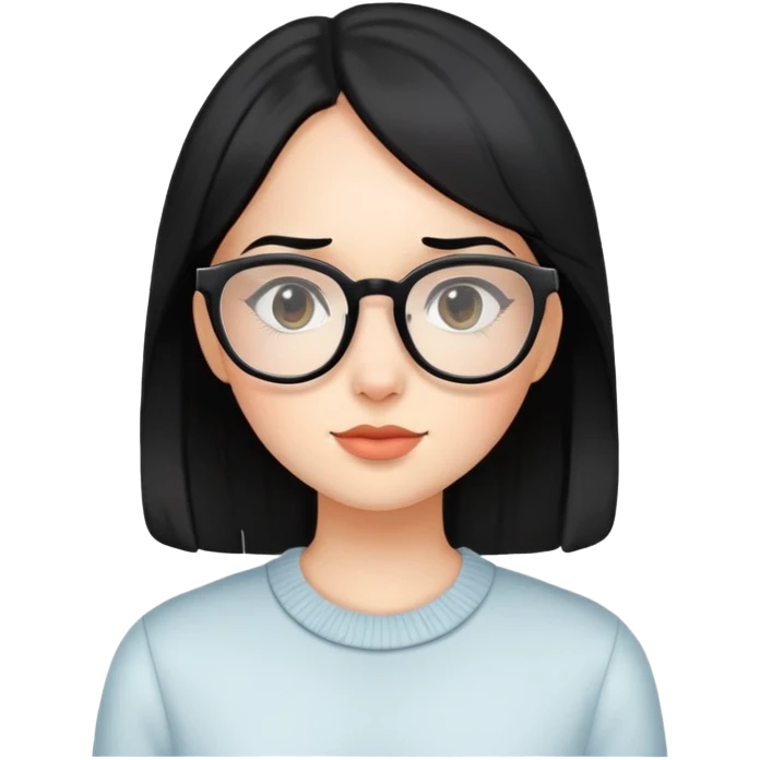 A black haired girl with glasses emoji