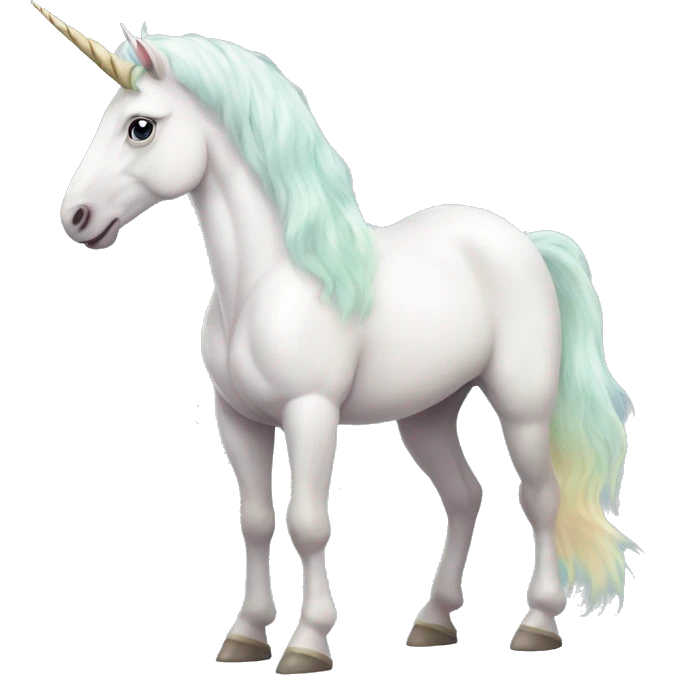 Fullbody White unicorn with pastel color mane  emoji