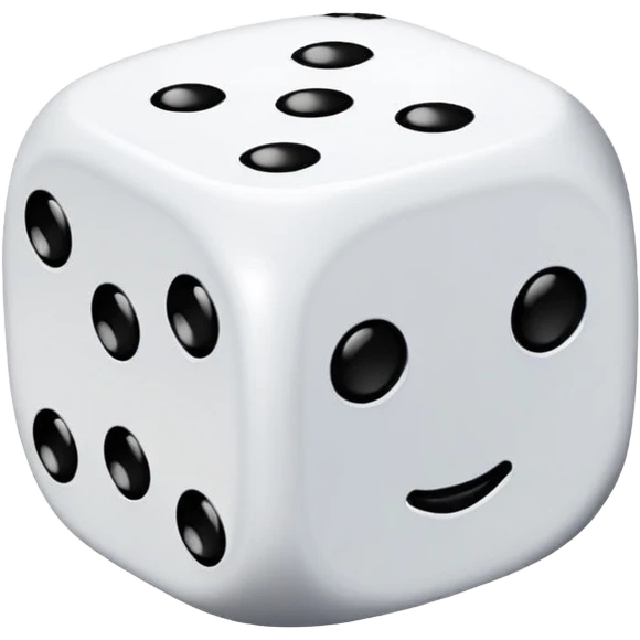 classic six-sided dice, white with black dots, simple emoji style emoji