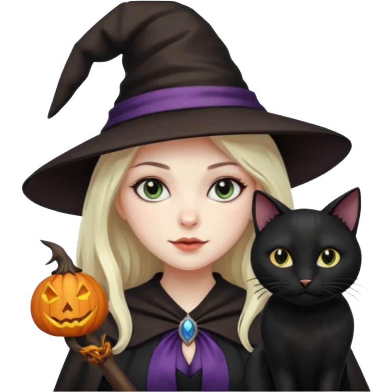 Make emoji of girl witch black cat emoji