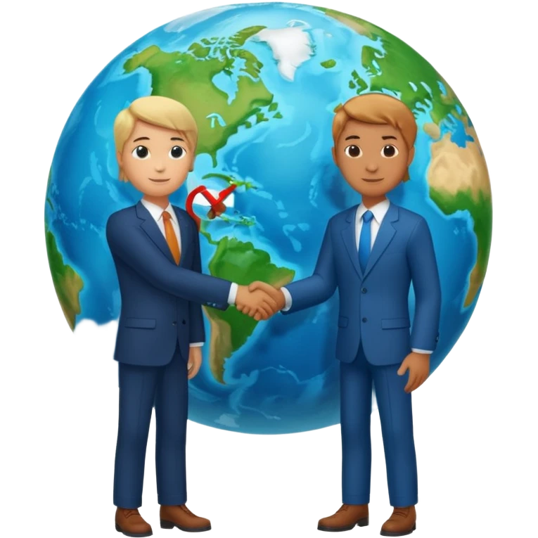Shake hands and a globe showing negotiation of climate change with accurate image showing environment  emoji