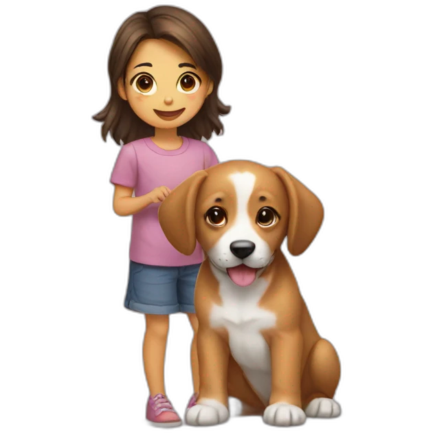 Puppy and girl emoji
