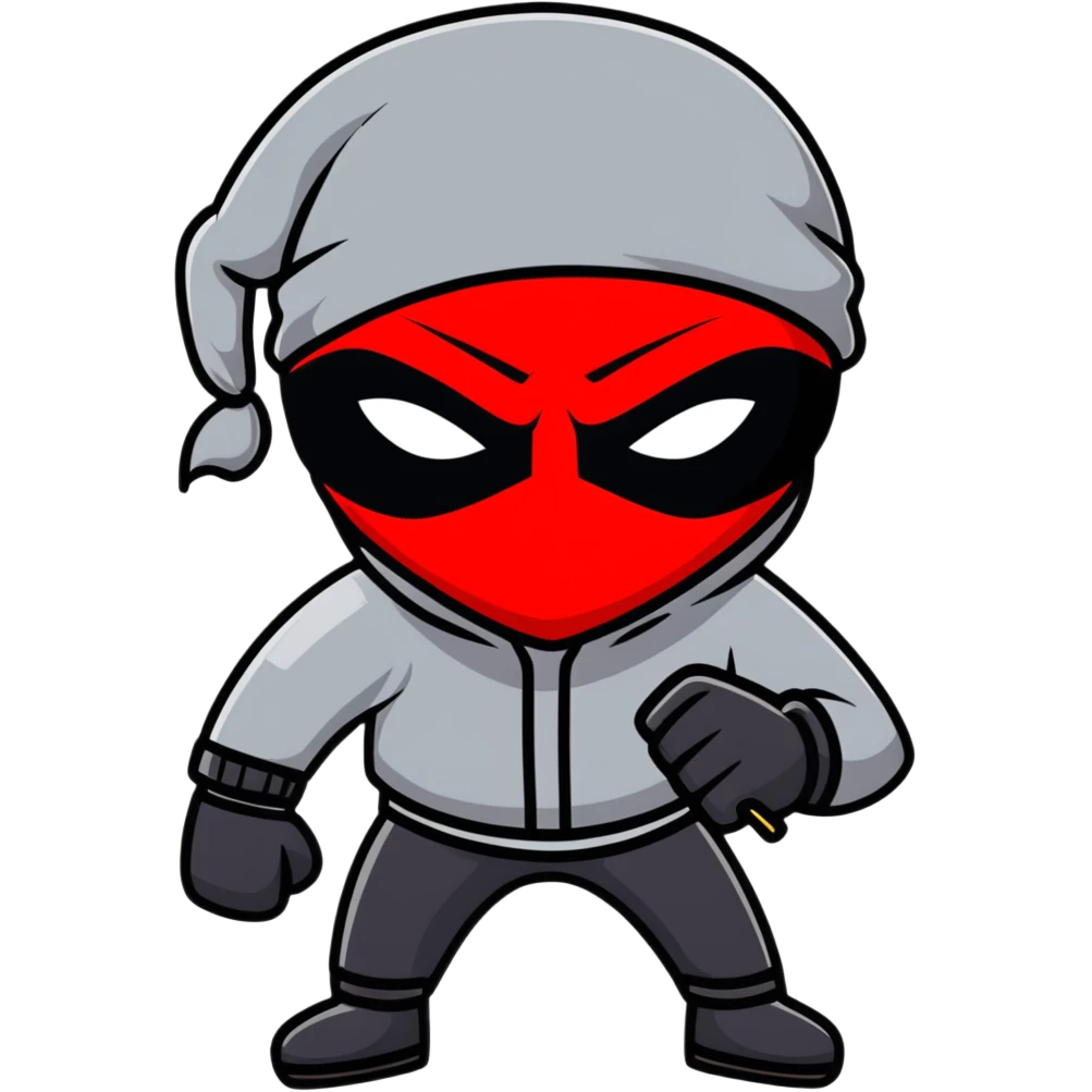 evil burglar with black and red face mask emoji