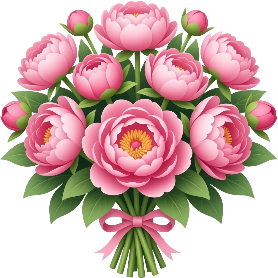 Create a pink peony bouquet emoji