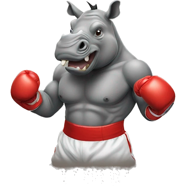 Boxing rhinoceros  emoji