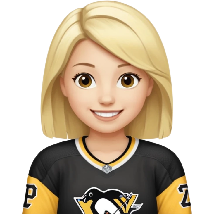 Girl blonde with hockey jersey pittburgh penguins emoji