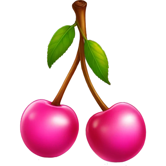 two pink shiny cherries on one stem  emoji