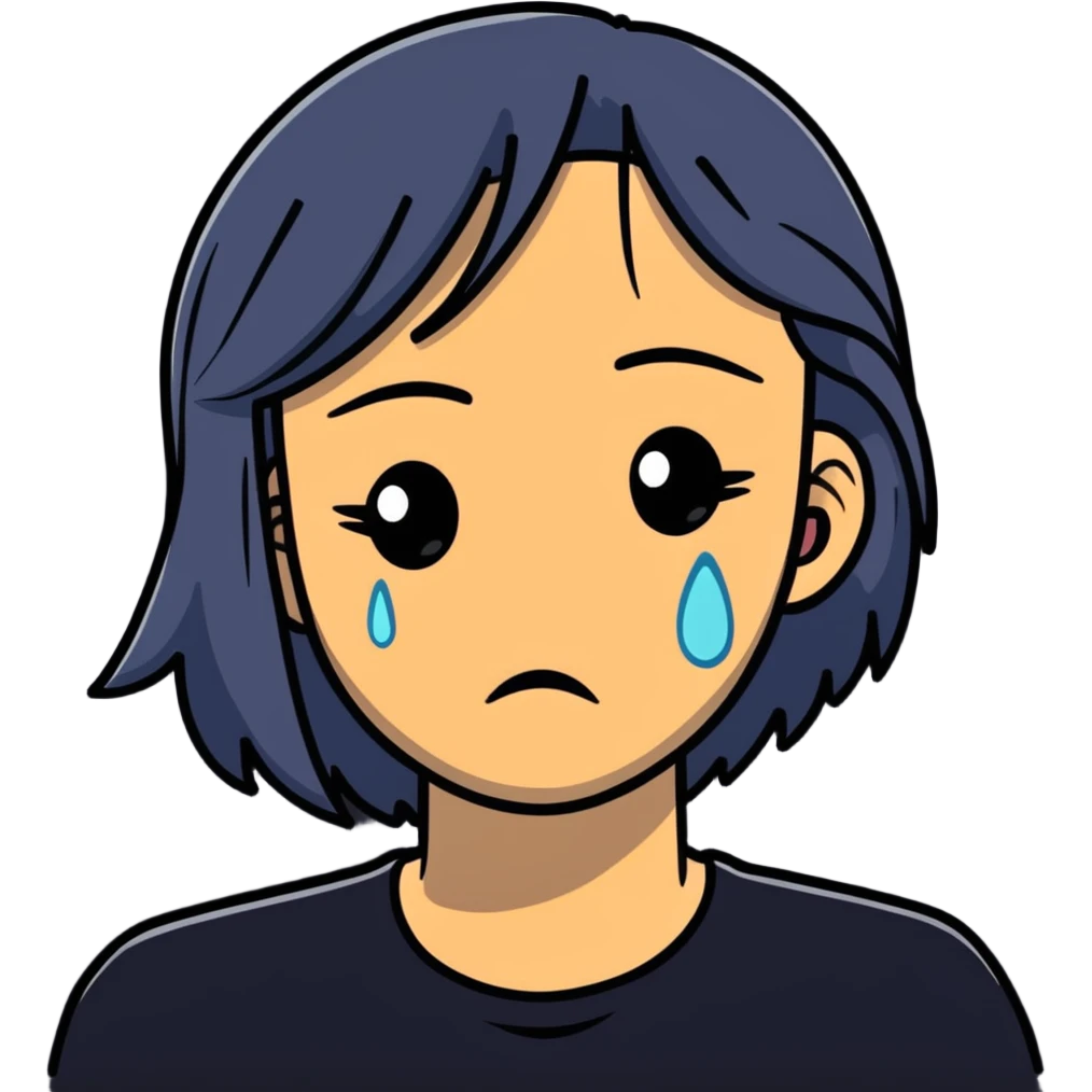 Sad woman crying with tears emoji