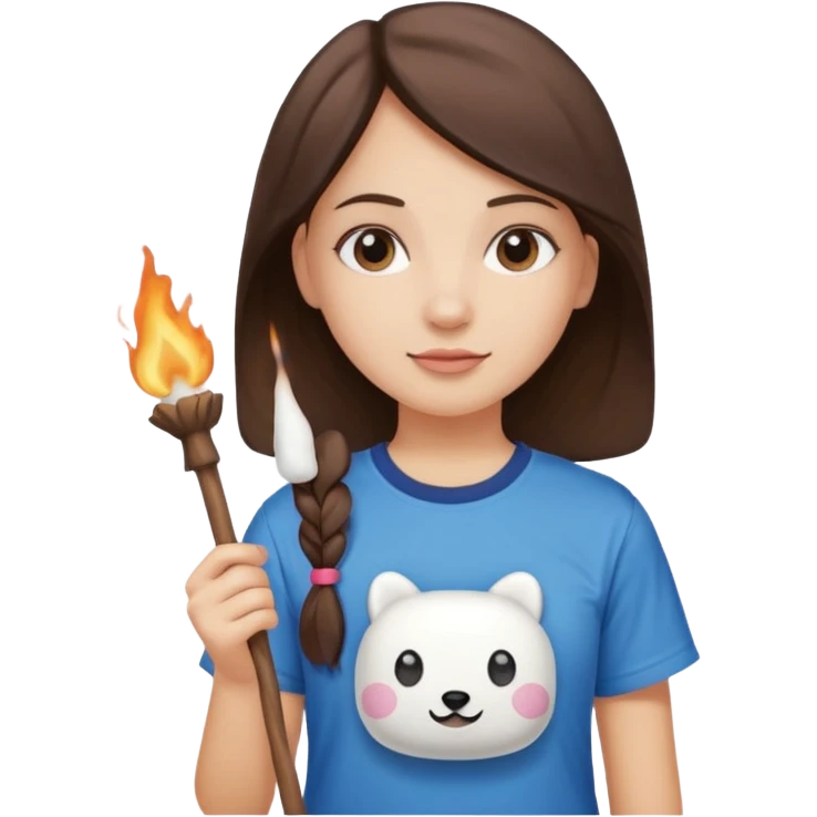 Girl + marshmallow stick, Mountain Campers. emoji
