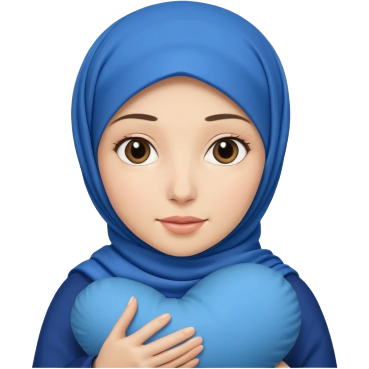 white pretty woman with hijab holding a blue cushion emoji emoji