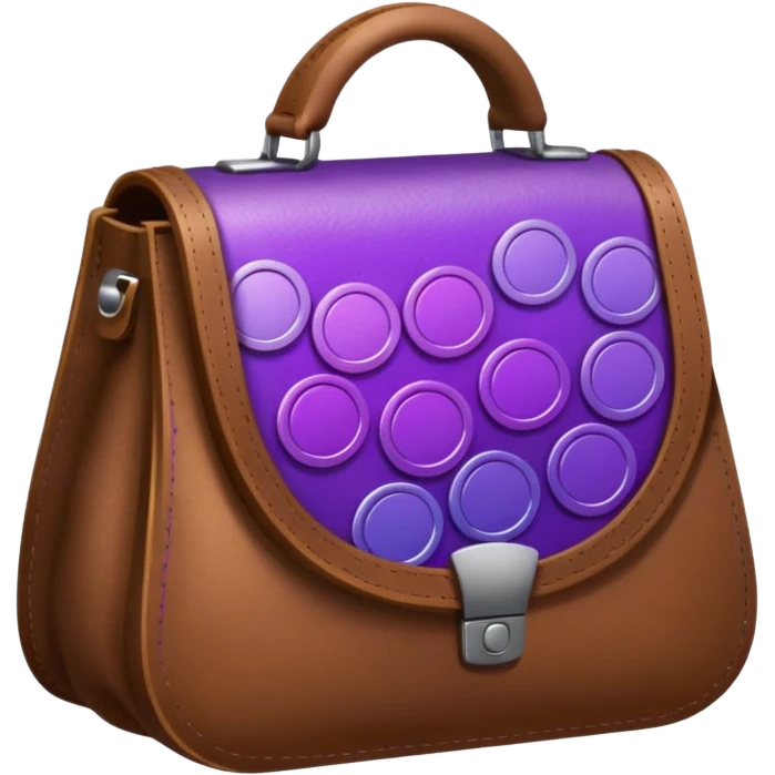 Purple Gradient coins  inside a brown leather bag emoji
