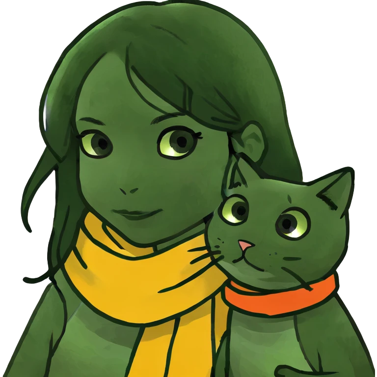 a long black hair girl holding a jinjila cat emoji