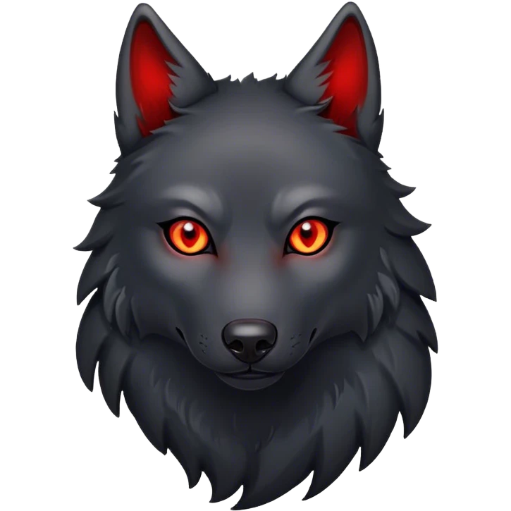 Evil scary black wolf with red eyes emoji