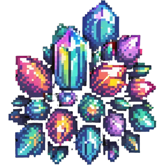 rainbow crystal cluster with multiple points and iridescent shine emoji