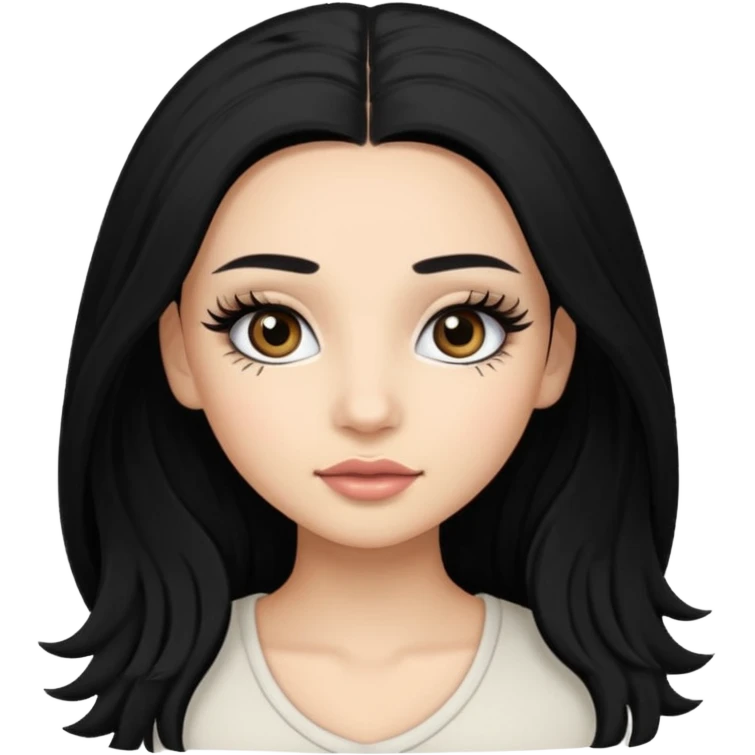 ragazza truccata con le ciglia finte con i capelli neri lunghi emoji